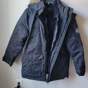 Diesel 18/20 Charcoal Puffer Jacket with Fur Hood Size M/L New